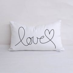 Sunbrella Monogrammed Holiday Pillow Cover Only - 20x12 - Valentines - Love - Black on White