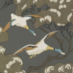 Mulberry Flying Ducks Charcoal 090-101 Modern Country Collection Wall Covering