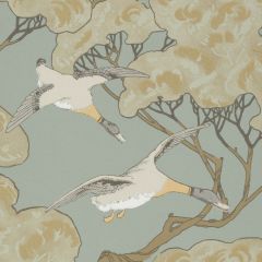 Mulberry Flying Ducks Slate Blue 090-54 Modern Country Collection Wall Covering