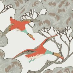 Mulberry Flying Ducks Coral / Clay 090-87 Modern Country Collection Wall Covering
