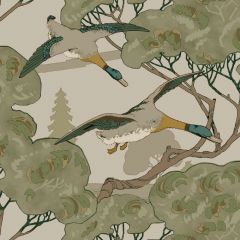 Mulberry Grand Flying Ducks Emerald 102-16 Icons Wallpapers Collection Wall Covering