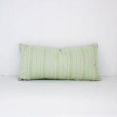 Indoor Patio Lane Green Aqua stripe - 24x12 Vertical Stripes Throw Pillow