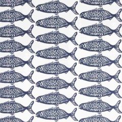 Stout School Of Fish Navy 7826-4 Harbor View Victoria Larson Showroom Collection Multipurpose Fabric