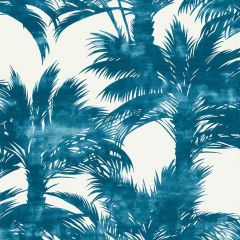 Grey Watkins Palm Print Turquoise GW 000416610 Breeze Collection Drapery Fabric