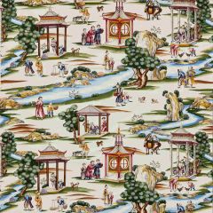 Scalamandre Shanghai Cotton Print Multi On Cream SC 000116264 Multipurpose Fabric