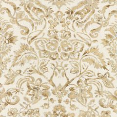 Scalamandre Mansfield Damask Print Ivory & Burnished Gold SC 000116598 Modern Luxury Collection Multipurpose Fabric