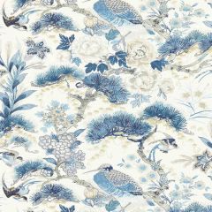 Scalamandre Shenyang Linen Print Porcelain SC 000216601 Botanica Collection Multipurpose Fabric