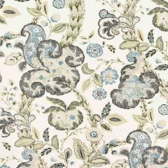 Scalamandre Cumbria Hand Block Print Smoke On Ivory SC 000216603 La Boheme Collection Multipurpose Fabric