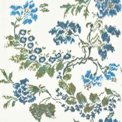Scalamandre Kew Gardens Warp Print Blues On Ivory SC 000216611 Chinois Chic Collection Drapery Fabric