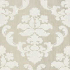 Scalamandre Cornelia Damask Embroidery Flax SC 000227160 Norden Collection Drapery Fabric