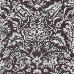 Scalamandre Mansfield Damask Print Graphite & Silver SC 000316598 Modern Luxury Collection Multipurpose Fabric