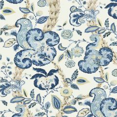 Scalamandre Cumbria Hand Block Print China Blue On Ivory SC 000316603 La Boheme Collection Multipurpose Fabric