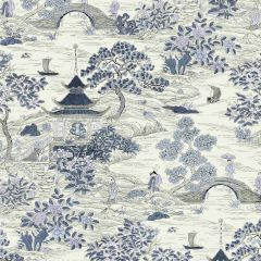 Scalamandre Satomi Hand Block Print Evening Blue SC 000316624 Pacifica Collection Multipurpose Fabric