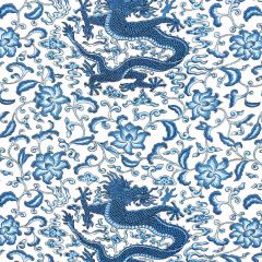 Scalamandre Chi'En Dragon Linen Print Indigo SC 000416558 Oriana Collection Multipurpose Fabric