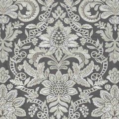 Scalamandre Elizabeth Damask Embroidery Charcoal SC 000427086 Merchante Collection Multipurpose Fabric