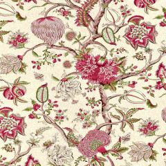 Scalamandre Pondicherry Cotton Print Turkey Red On Lime SC 000516430 Oriana Collection Multipurpose Fabric