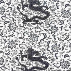 Scalamandre Chi'En Dragon Linen Print Charcoal SC 000516558 Oriana Collection Multipurpose Fabric