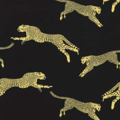 Scalamandre Leaping Cheetah Cotton Print Black Magic SC 000616634 Sahara Collection Multipurpose Fabric