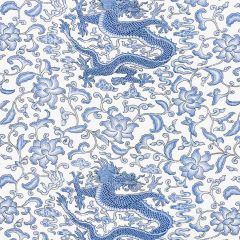 Scalamandre Chi'En Dragon Linen Print Hyacinth Blue SC 000716558 Oriana Collection Multipurpose Fabric