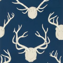 Lee Jofa Antlers Paper Navy 2017102-50 Lodge II Wallpaper Collection Wall Covering