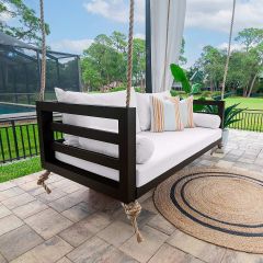 The Shirley Swing Bed - Twin Size - Textured Black Finish - UnManilla Rope