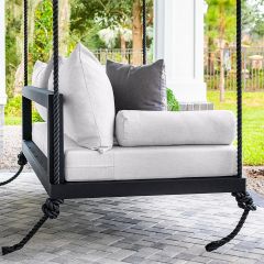 The Sophia Swing Bed - Twin Size - Textured Black Finish - Black Poly Rope