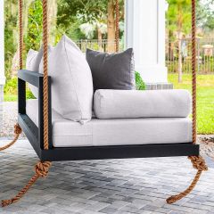 The Sophia Swing Bed - Twin Size - Textured Black Finish - Natural Manilla Rope