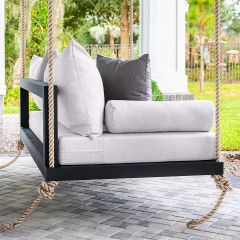 The Sophia Swing Bed - Twin Size - Textured Black Finish - UnManilla Rope