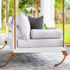 The Sophia Swing Bed - Twin Size - White Fine Texture - Natural Manilla Rope