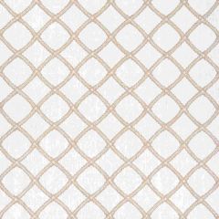 Thibaut Majuli Embroidery Beige on White W788705 Trade Routes Collection Multipurpose Fabric