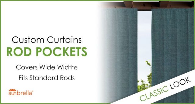 Rod Pocket Custom Outdoor Curtains with Sunbrella