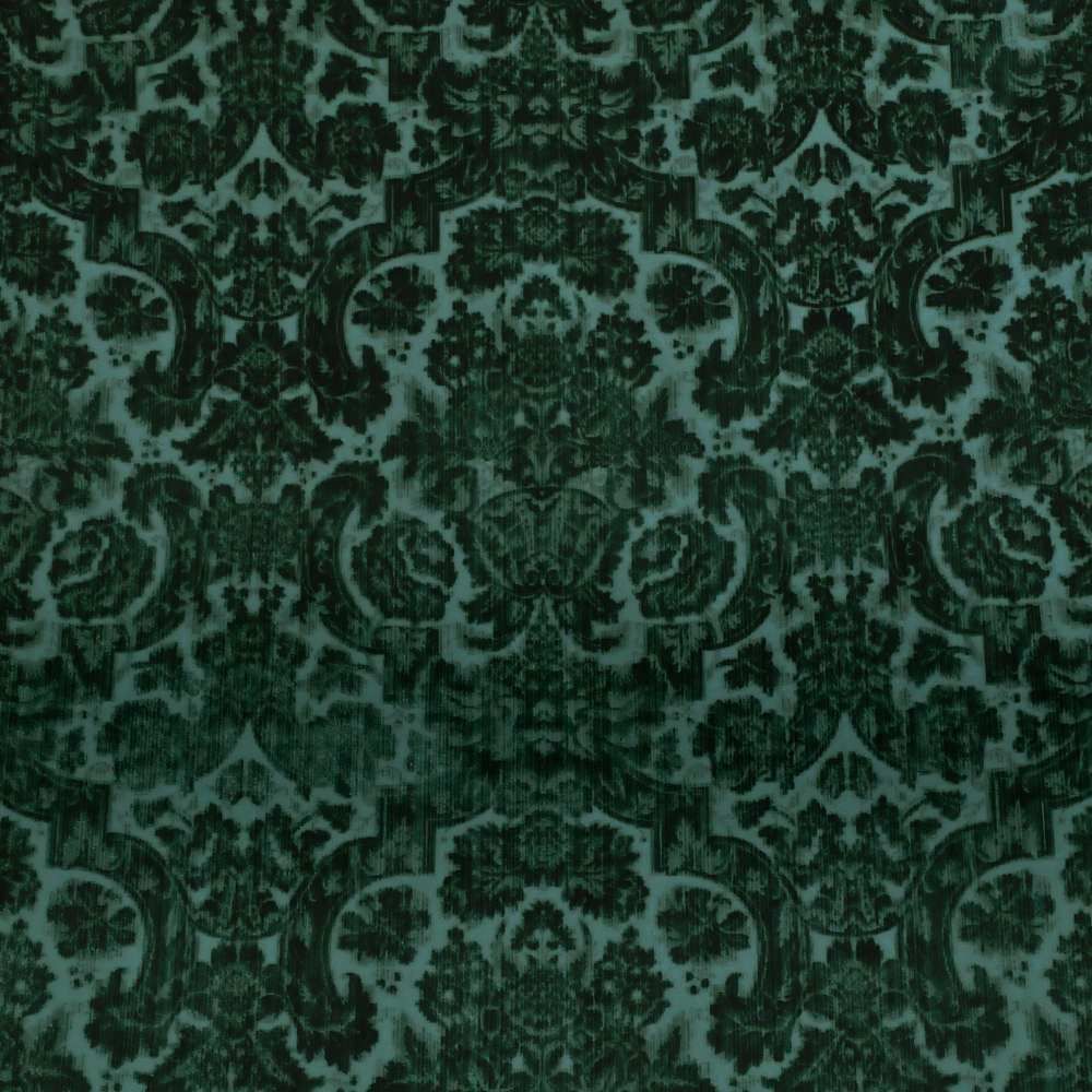 Emerald Green Damask Embossed Velvet Upholstery Drapery Fabric