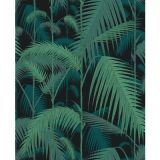 Cole And Son Palm Jungle Viridian / Petrol On Charcoal F111/2004L Contemporary Fabrics Collection Multipurpose Fabric