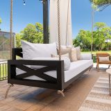 The Maggie Swing Bed - Twin Size - Textured Black Finish - UnManilla Rope