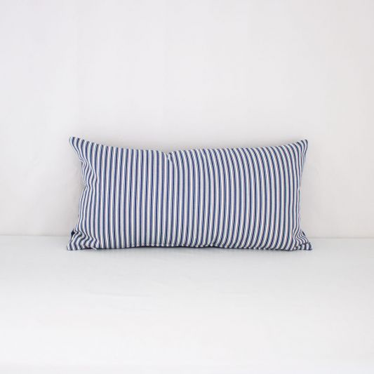 Buy Indoor Outdoor Patio Lane Farmhouse Ticking Indigo 24x12 Vertical Stripes Throw Pillow