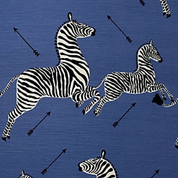 Scalamandre Zebras - Outdoor Denim 5 Zebras Collection Upholstery Fabric